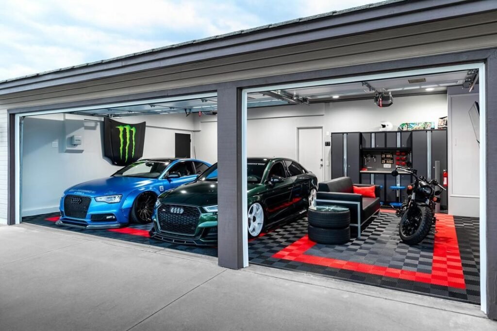 Piso Modular aplicado em uma garagem com automóveis em cima