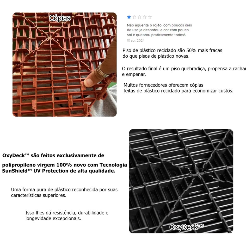 piso modular original vs imitação